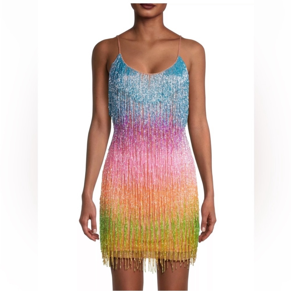 Liv Foster Ombré Beaded Fringe Minidress - Picture 3 of 9